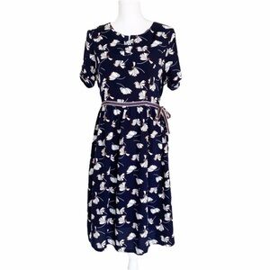Revolve Few Moda NWT Floral Belted Knee-Length Dress Blue Size S